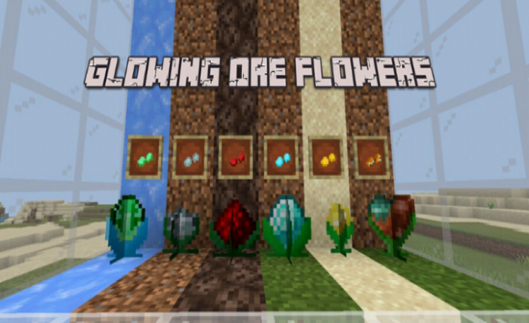 MCPE/Bedrock Glowing Ore Flowers Add-on