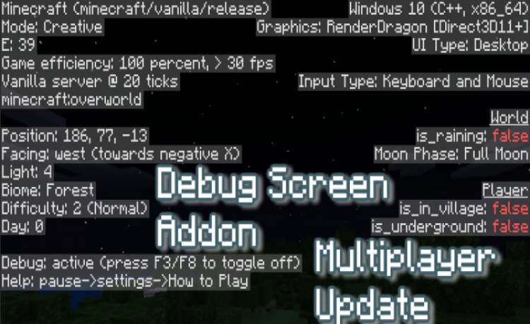 MCPE/Bedrock Java Debug Screen Addon